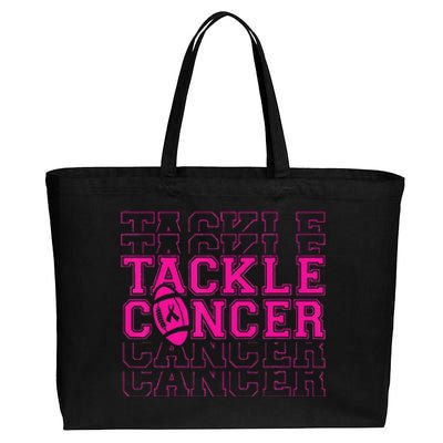 Tackle Football Ribbon Breast Cancer Awareness Cotton Canvas Jumbo Tote