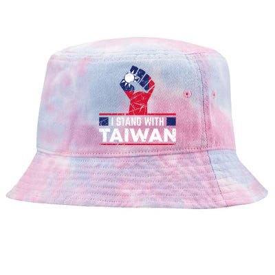 Taiwanese Flag Raised Fist I Stand With Taiwan Vintage Funny Gift Tie-Dyed Bucket Hat