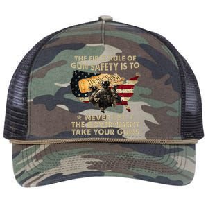 The First Rule Of Gun Safety Is To Never Let The Governt Retro Rope Trucker Hat Cap