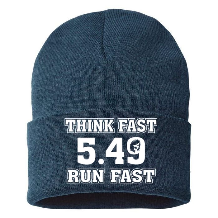 Think Fast Run Fast 5.49 Lover New York Pennsylvania Football Sustainable Knit Beanie