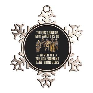 The First Rule Of Gun Safety (On Back) Metallic Star Ornament