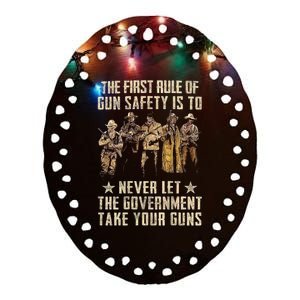 The First Rule Of Gun Safety (On Back) Ceramic Oval Ornament