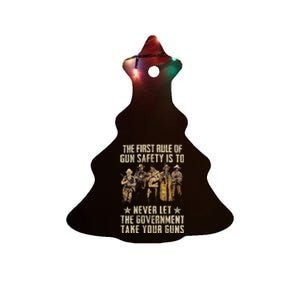 The First Rule Of Gun Safety (On Back) Ceramic Tree Ornament