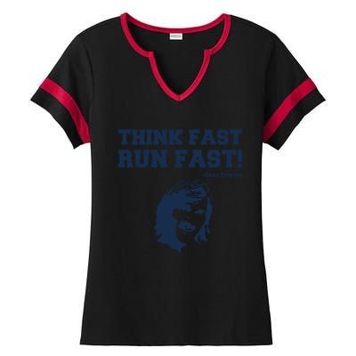 Think Fast Run Fast Chad Powers Ladies Halftime Notch Neck Tee