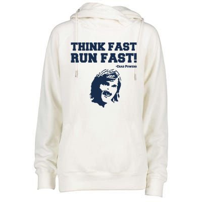 Think Fast Run Fast Chad Powers Womens Funnel Neck Pullover Hood