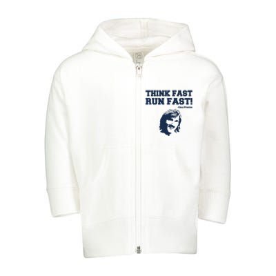 Think Fast Run Fast Chad Powers Toddler Zip Fleece Hoodie