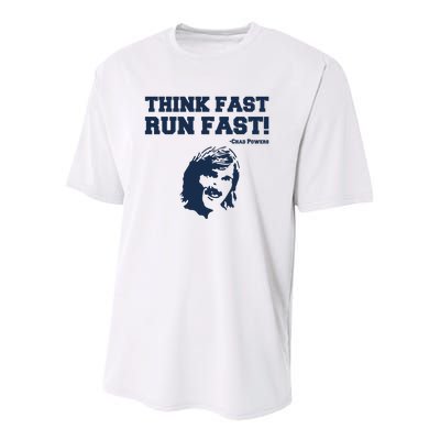 Think Fast Run Fast Chad Powers Youth Performance Sprint T-Shirt