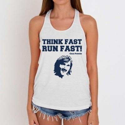 Think Fast Run Fast Chad Powers Women's Knotted Racerback Tank