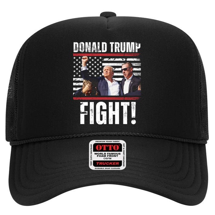 Trump Fight Rally Pennsylvania High Crown Mesh Back Trucker Hat