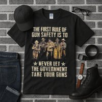 The First Rule Of Gun Safety (On Back) Tall T-Shirt
