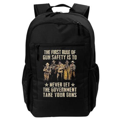 The First Rule Of Gun Safety (On Back) Backpack
