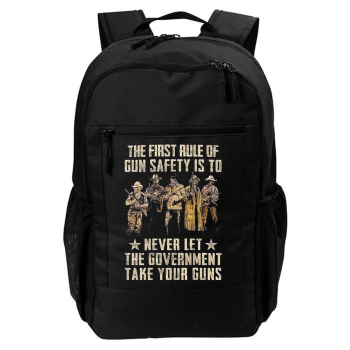 The First Rule Of Gun Safety (On Back) Backpack