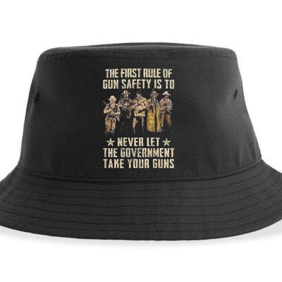 The First Rule Of Gun Safety (On Back) Sustainable Bucket Hat