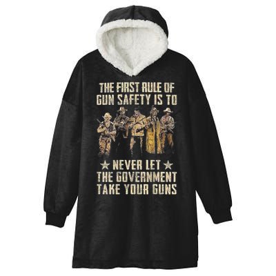 The First Rule Of Gun Safety (On Back) Hooded Wearable Blanket