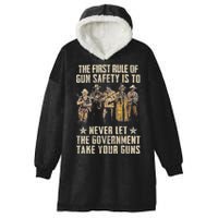 The First Rule Of Gun Safety (On Back) Hooded Wearable Blanket
