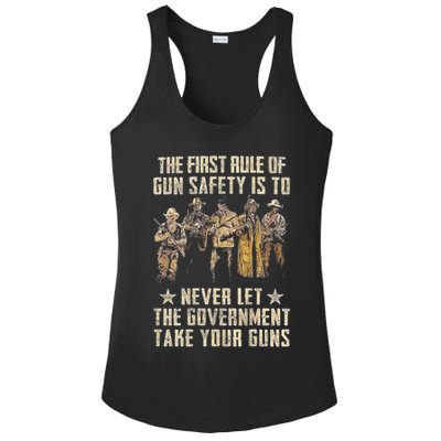 The First Rule Of Gun Safety (On Back) Ladies PosiCharge Competitor Racerback Tank