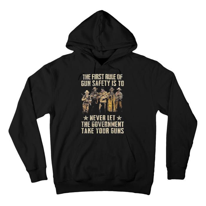 The First Rule Of Gun Safety (On Back) Tall Hoodie