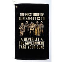 The First Rule Of Gun Safety (On Back) Golf Towel