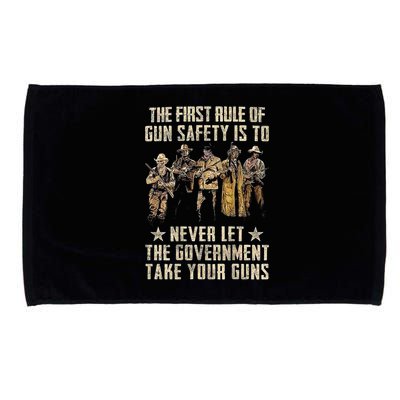 The First Rule Of Gun Safety (On Back) Microfiber Hand Towel