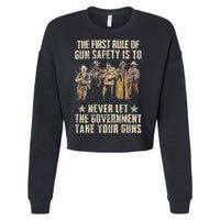 The First Rule Of Gun Safety (On Back) Cropped Pullover Crew