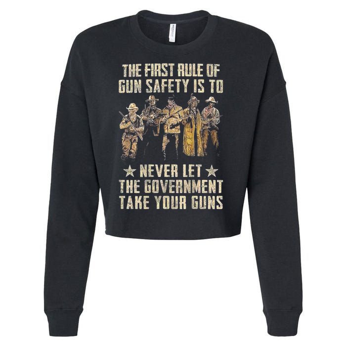 The First Rule Of Gun Safety (On Back) Cropped Pullover Crew