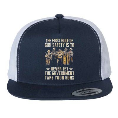The First Rule Of Gun Safety (On Back) Flatbill Hat