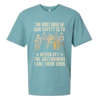 The First Rule Of Gun Safety (On Back) Sueded Cloud Jersey T-Shirt