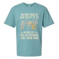 The First Rule Of Gun Safety (On Back) Sueded Cloud Jersey T-Shirt