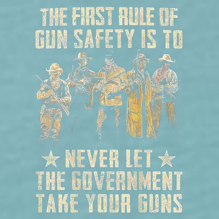 The First Rule Of Gun Safety (On Back) Sueded Cloud Jersey T-Shirt