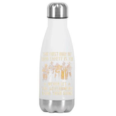 The First Rule Of Gun Safety (On Back) Stainless Steel Insulated Water Bottle