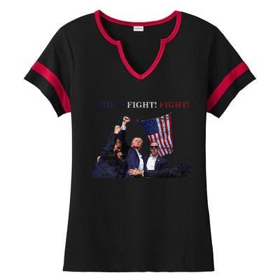 Trump Fight Red White Blue Vintage Style Ladies Halftime Notch Neck Tee