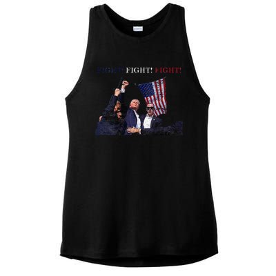 Trump Fight Red White Blue Vintage Style Ladies PosiCharge Tri-Blend Wicking Tank