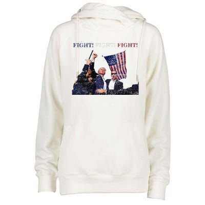 Trump Fight Red White Blue Vintage Style Womens Funnel Neck Pullover Hood