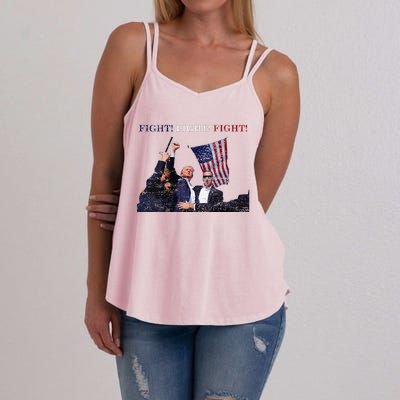 Trump Fight Red White Blue Vintage Style Women's Strappy Tank