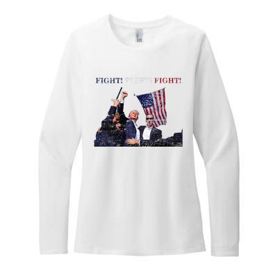 Trump Fight Red White Blue Vintage Style Womens CVC Long Sleeve Shirt