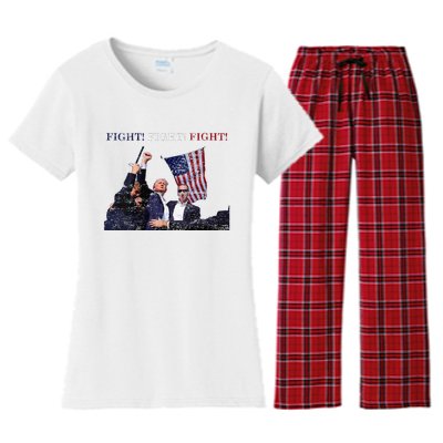 Trump Fight Red White Blue Vintage Style Women's Flannel Pajama Set