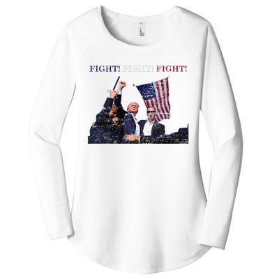 Trump Fight Red White Blue Vintage Style Women's Perfect Tri Tunic Long Sleeve Shirt