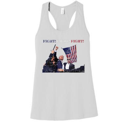 Trump Fight Red White Blue Vintage Style Women's Racerback Tank