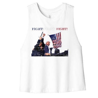 Trump Fight Red White Blue Vintage Style Women's Racerback Cropped Tank