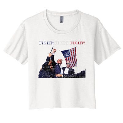 Trump Fight Red White Blue Vintage Style Women's Crop Top Tee