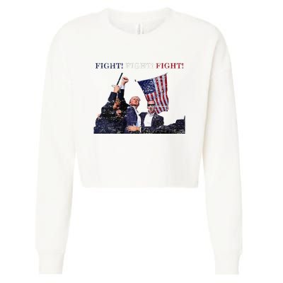 Trump Fight Red White Blue Vintage Style Cropped Pullover Crew