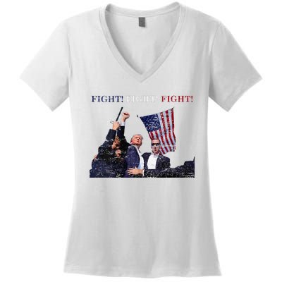 Trump Fight Red White Blue Vintage Style Women's V-Neck T-Shirt