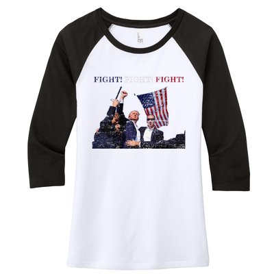 Trump Fight Red White Blue Vintage Style Women's Tri-Blend 3/4-Sleeve Raglan Shirt