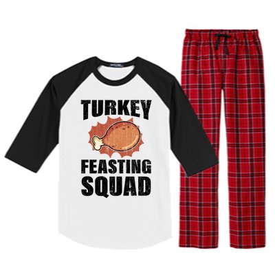 Turkey Feasting Squad Funny Thanksgiving Gift Raglan Sleeve Pajama Set