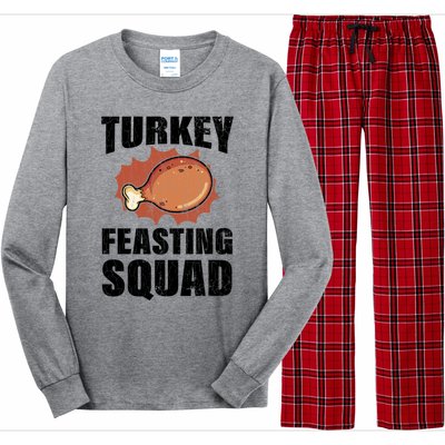 Turkey Feasting Squad Funny Thanksgiving Gift Long Sleeve Pajama Set