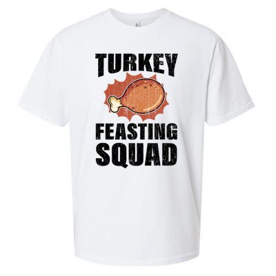 Turkey Feasting Squad Funny Thanksgiving Gift Sueded Cloud Jersey T-Shirt