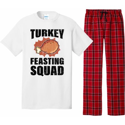 Turkey Feasting Squad Funny Thanksgiving Gift Pajama Set