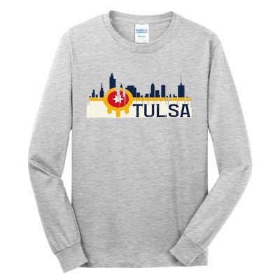 Tulsa Flag Skyline Tall Long Sleeve T-Shirt