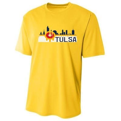 Tulsa Flag Skyline Performance Sprint T-Shirt