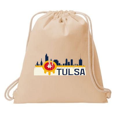 Tulsa Flag Skyline Drawstring Bag